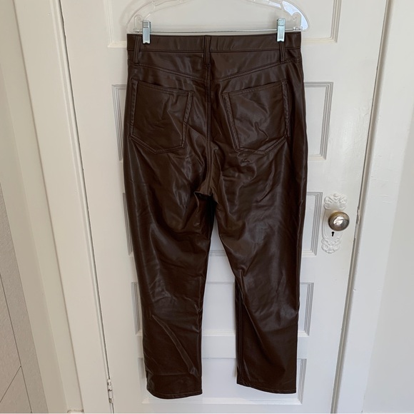 Abercrombie curve love vegan leather 90s straight pant in brown, size 31 - Picture 5 of 10